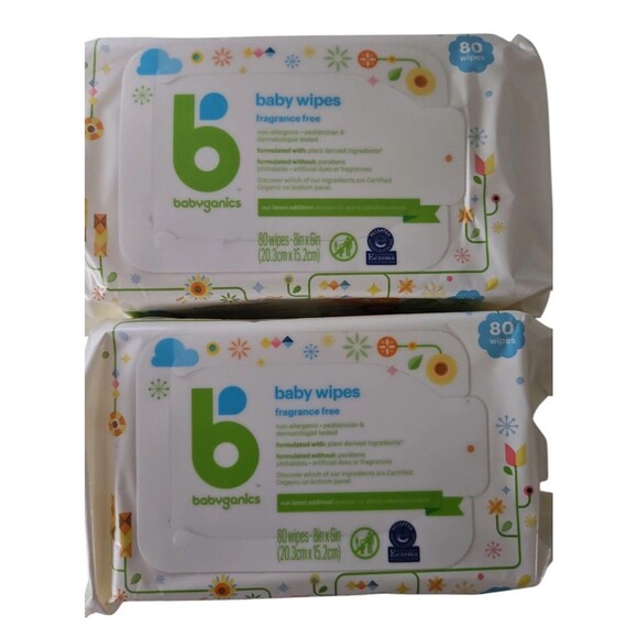 2 Pks -Babyganics Baby Wipes(160) w/Toy, Table, High Chair Wipes(25) Organic - Picture 2 of 4